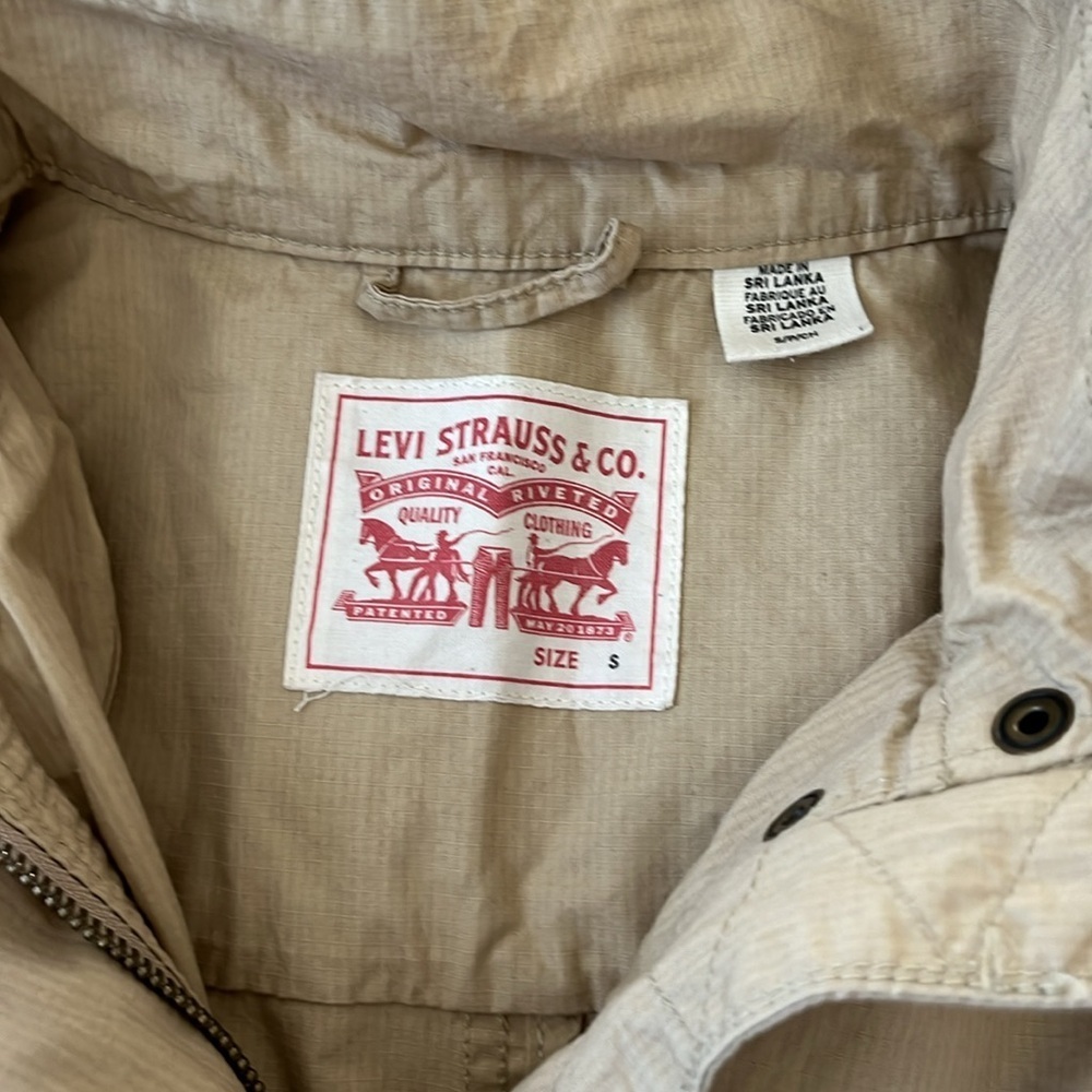 Levi's Women's Cotton Hooded Utility Jacket Lightweight Sz S Khaki Beige - Picture 10 of 16